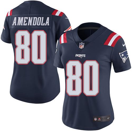 Nike Patriots #80 Danny Amendola Navy Blue Women's Stitched NFL Limited Rush Jersey - Click Image to Close